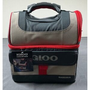 Igloo Playmate Gripper MaxCold 16 Can Cooler‎ Bag Sandstone Red 4901088 NWT